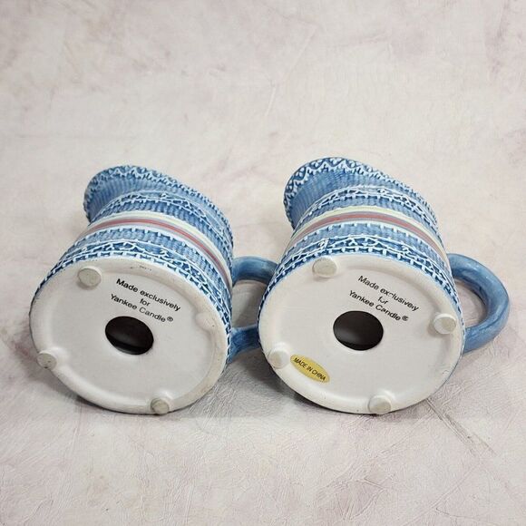 2 Yankee Candle 3.5" Blue Lace Pitcher Wax Melt Candle Holders - Picture 7 of 7